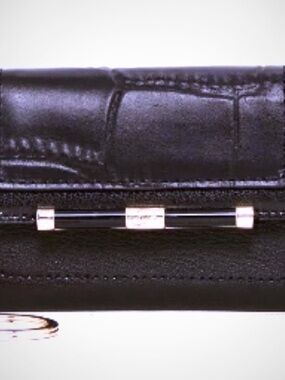 Diane Von Furstenberg DVF Croc-Embossed Clutch with Gold Hardware